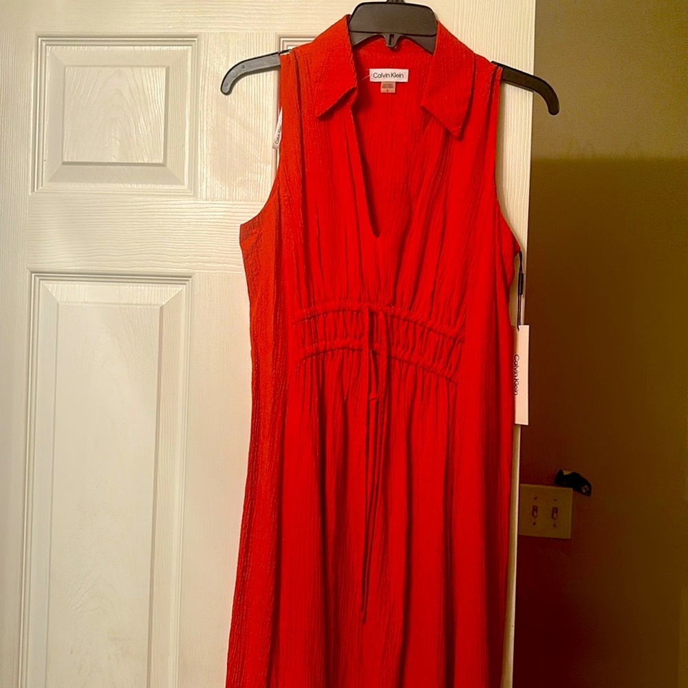 Rust Orange Calvin Klein Maxi Dress